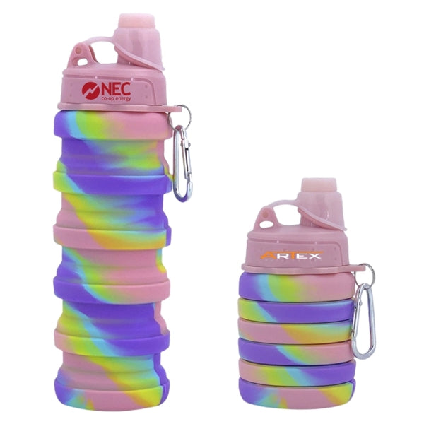 16 oz Silicone Collapsible Water Bottle with Twist Cap