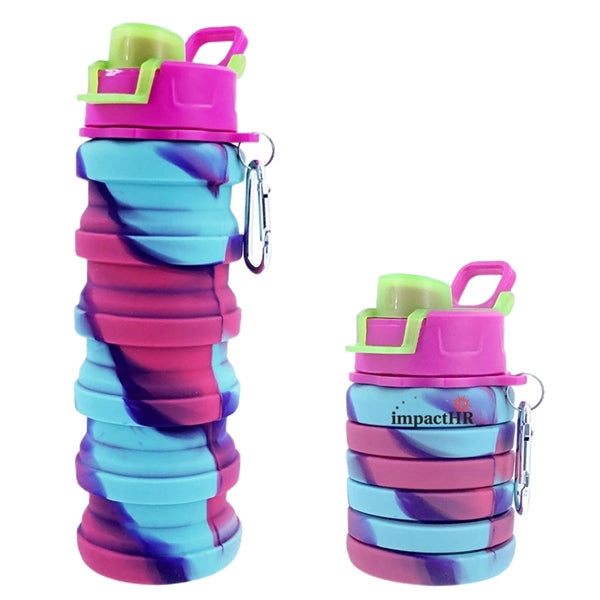 16 oz Silicone Collapsible Water Bottle with Twist Cap