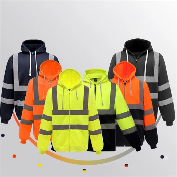 High Visibility Reflective Hoodies With zipper for Men and