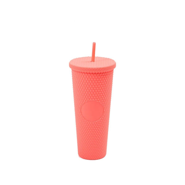 24Oz Double Plastic Durian Cup With Straw