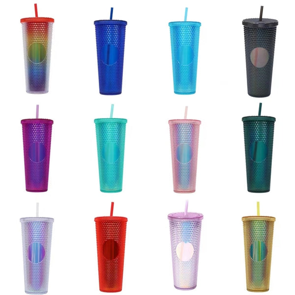 24Oz Double Plastic Lasers Durian Cup With Straw