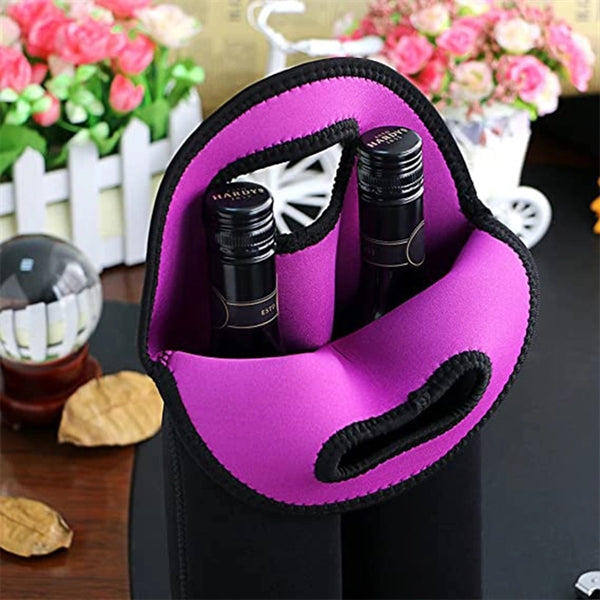 2 Bottles Wine Champagne Carrier Tote Bag with Handle