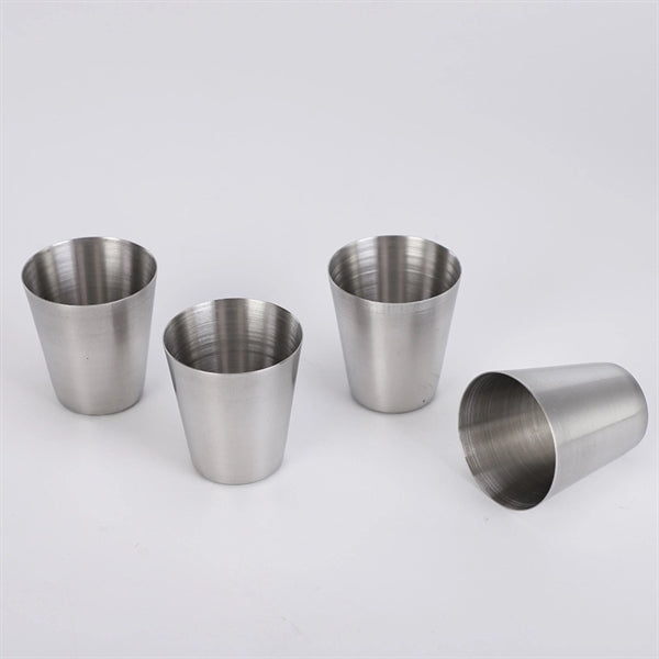 4 Pcs 1 Ounce Stainless Steel Metal Shot Glass With PU Bag