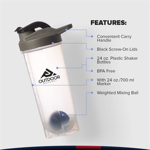 Nsinis Plastic Shaker Bottle - 24 OZ.