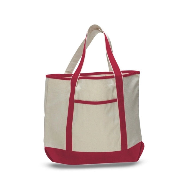 Large Cotton Boat Tote Bag with Outside Pocket (22 x 16 x 6)
