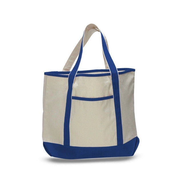 Large Cotton Boat Tote Bag with Outside Pocket (22 x 16 x 6)