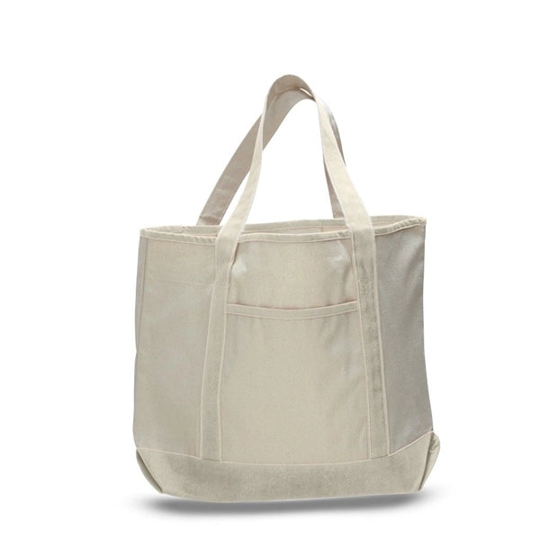 Large Cotton Boat Tote Bag with Outside Pocket (22 x 16 x 6)