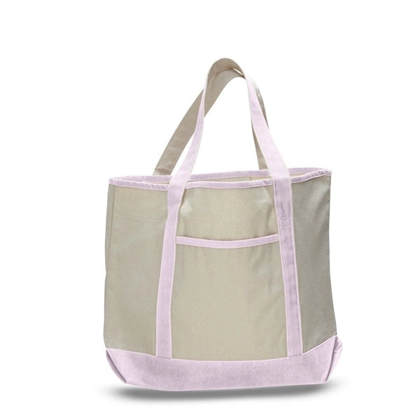Large Cotton Boat Tote Bag with Outside Pocket (22 x 16 x 6)