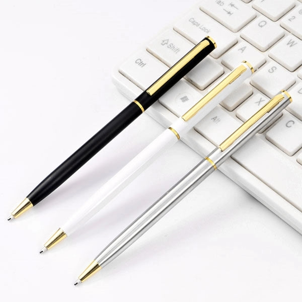 Slim Twist Metal Hotel Pen With Gold Trim
