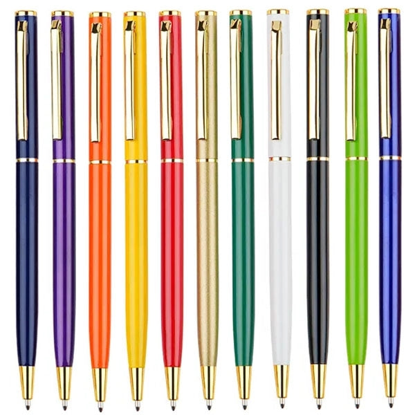Slim Twist Metal Hotel Pen With Gold Trim