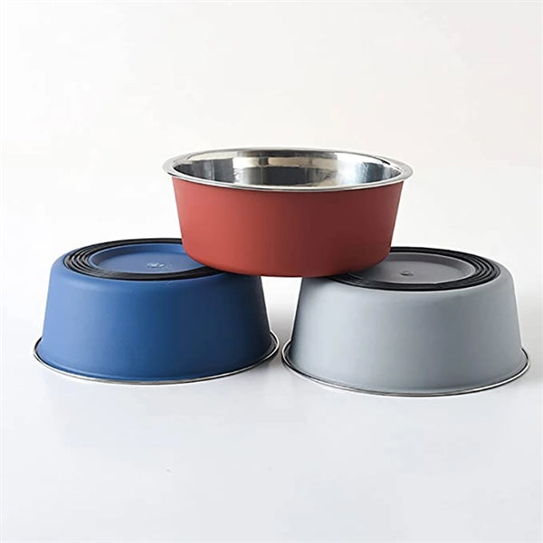 47oz Stainless Steel Double Wall Dog Bowls With Non-Slip Mat