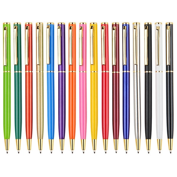 Slim Twist Metal Hotel Pen With Gold Trim