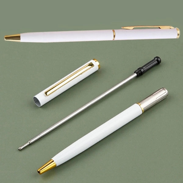 Slim Twist Metal Hotel Pen With Gold Trim