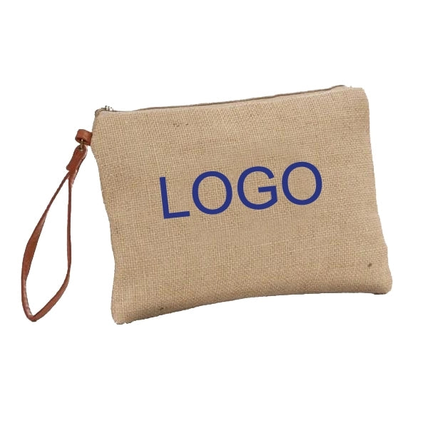 Jute Cosmetic Bag Zipper Pouch