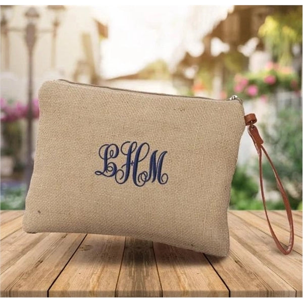 Jute Cosmetic Bag Zipper Pouch