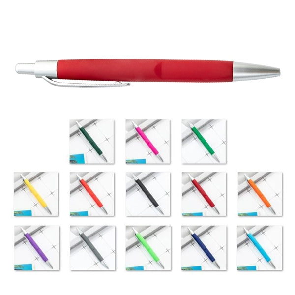Smooth Solid Colored Click Ballpoint Pen With Pocket Clip