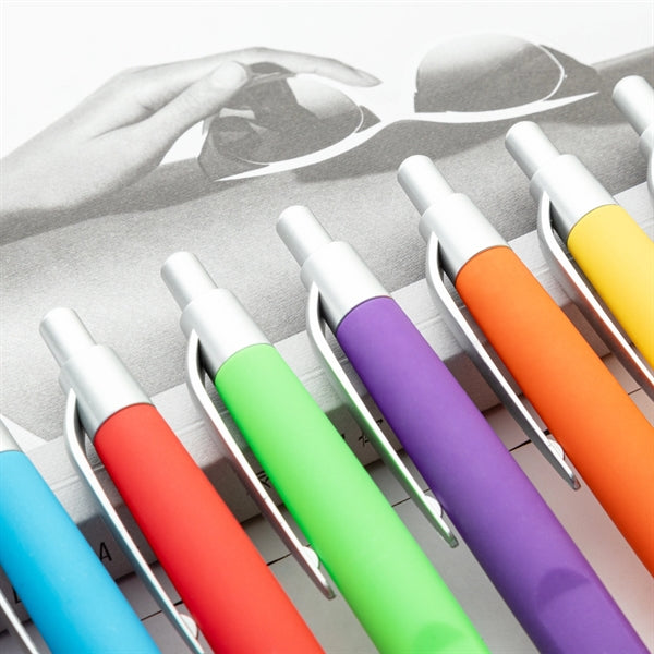 Smooth Solid Colored Click Ballpoint Pen With Pocket Clip