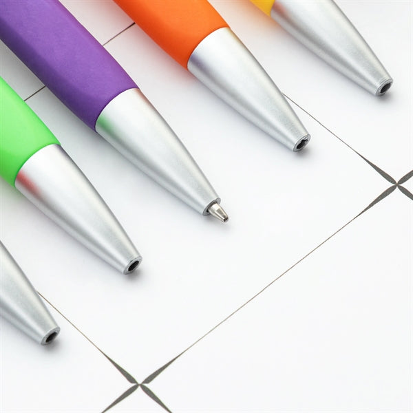 Smooth Solid Colored Click Ballpoint Pen With Pocket Clip