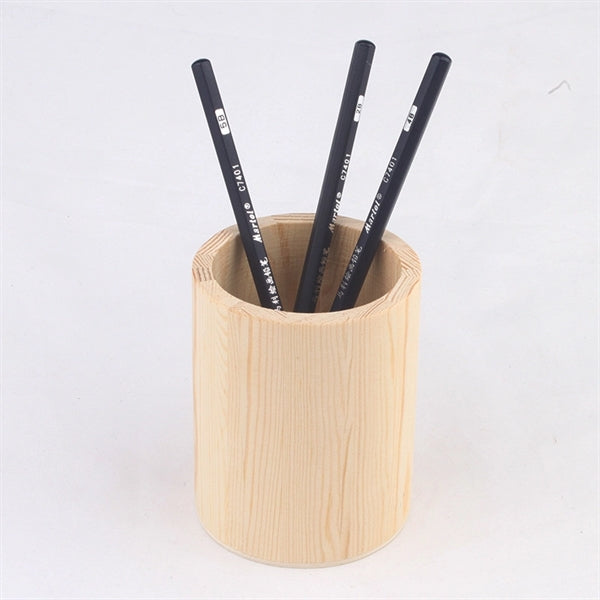 Pine Wood Desk Pen Pencil Holder