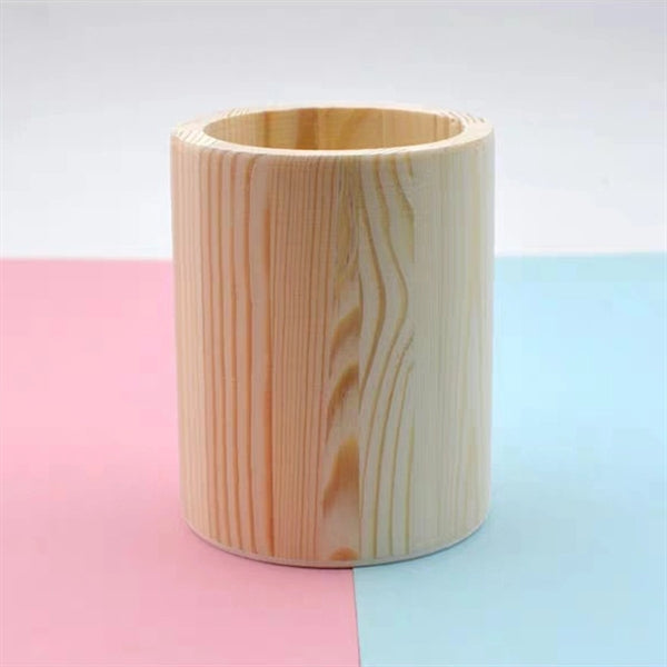 Pine Wood Desk Pen Pencil Holder
