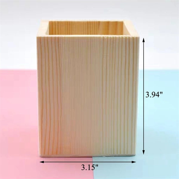 Pine Wood Desk Pen Pencil Holder