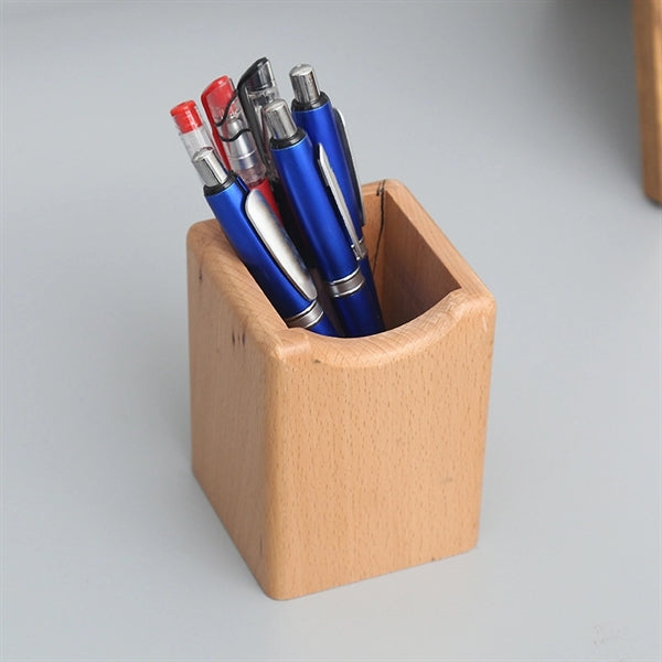 Natural Beech Wood Pen Holder