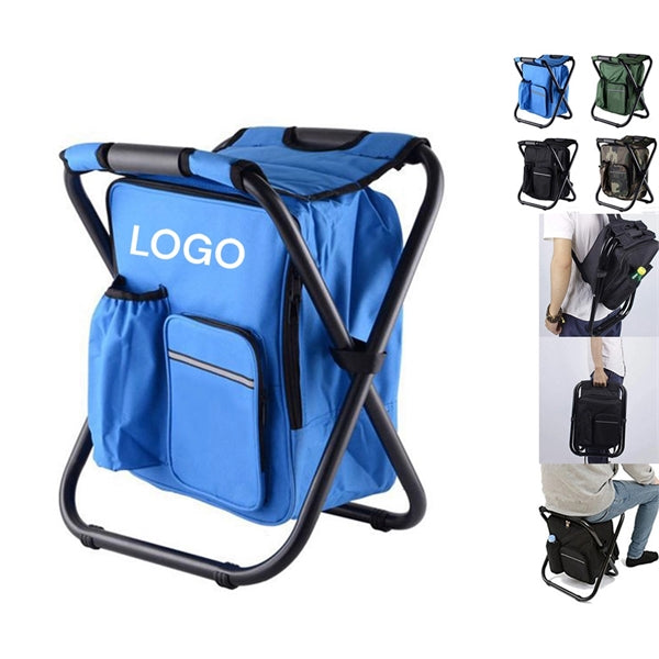 Folding Stool Backpack Chair Insulated Cooler Bag