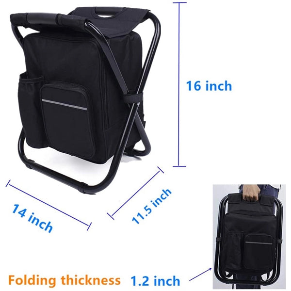 Folding Stool Backpack Chair Insulated Cooler Bag