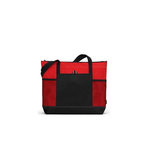 Oxford Zipper Tote Bag with Mesh Pockets