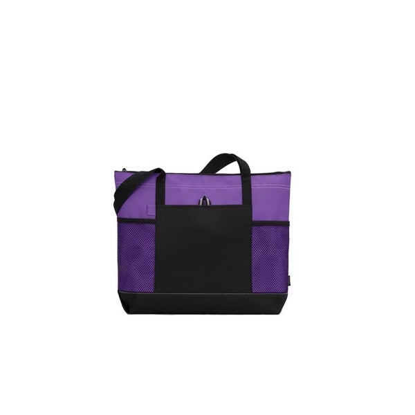 Oxford Zipper Tote Bag with Mesh Pockets