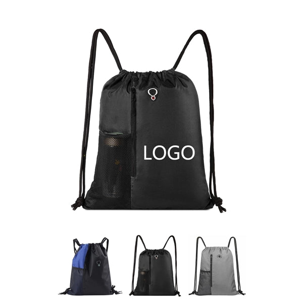 Drawstring Backpack Bag with Headphone Hole
