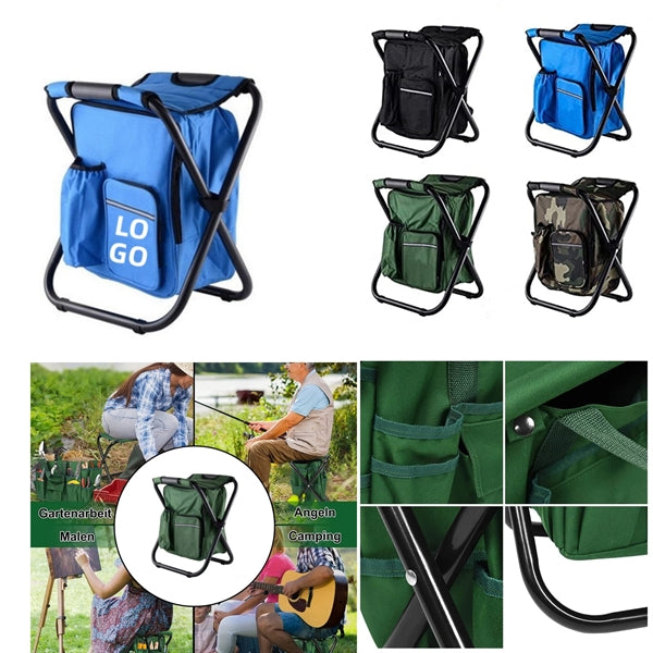 Folding Stool Backpack Chair Insulated Cooler Bag