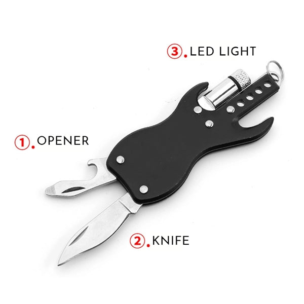 Multi Tool Kit Keychain Bottle Opener Cutlery With Led Light