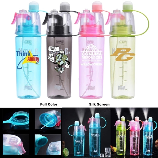 14/20 oz 2 in 1 Spray Drink and Mist Water Bottle With Straw