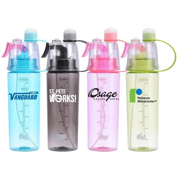14/20 oz 2 in 1 Spray Drink and Mist Water Bottle With Straw