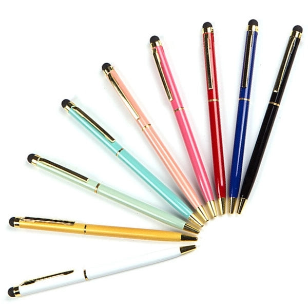 Gold Trim Slim Metal Twist Ballpoint Stylus Pen