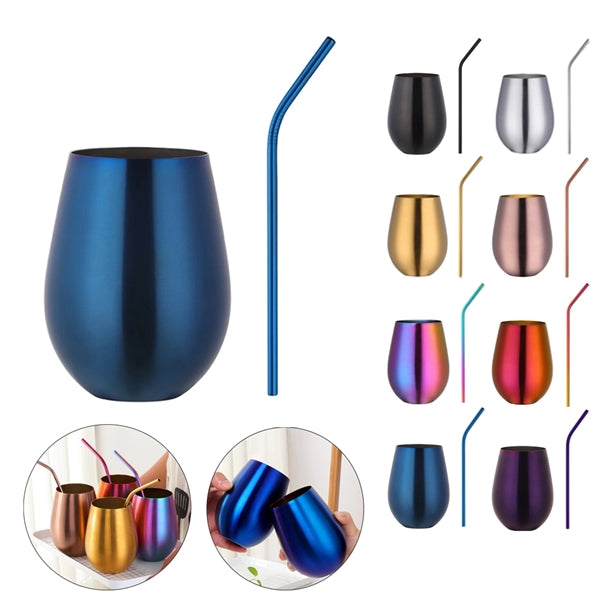 17oz Egg Shaped Tumbler With Straw