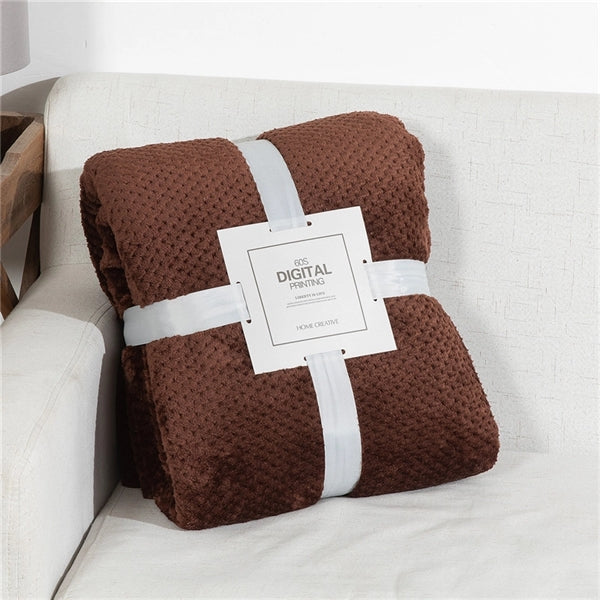 Waffle Textured Soft Throw Fleece Blankets