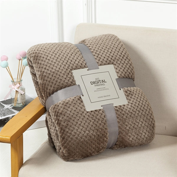 Waffle Textured Soft Throw Fleece Blankets