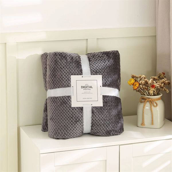 Waffle Textured Soft Throw Fleece Blankets