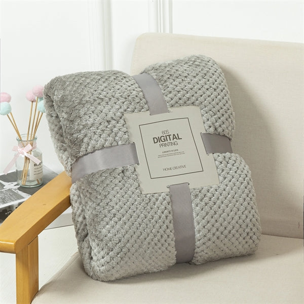 Waffle Textured Soft Throw Fleece Blankets
