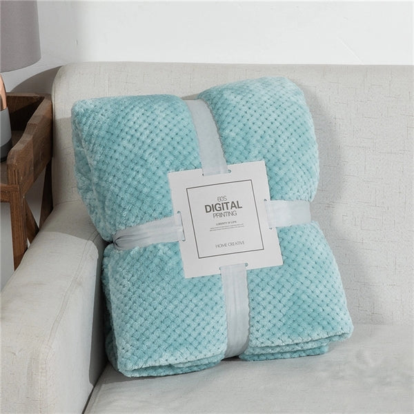 Waffle Textured Soft Throw Fleece Blankets