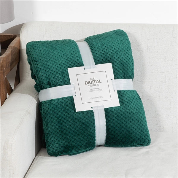 Waffle Textured Soft Throw Fleece Blankets