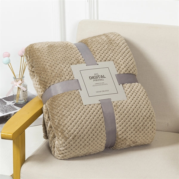 Waffle Textured Soft Throw Fleece Blankets