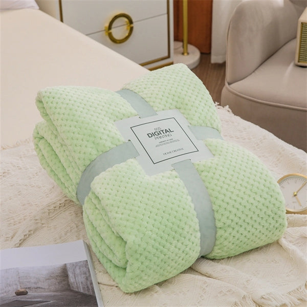 Waffle Textured Soft Throw Fleece Blankets