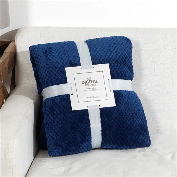 Waffle Textured Soft Throw Fleece Blankets