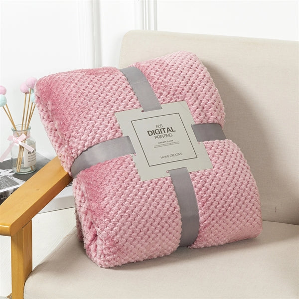 Waffle Textured Soft Throw Fleece Blankets