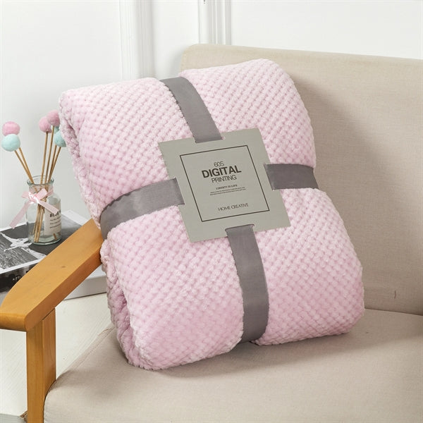 Waffle Textured Soft Throw Fleece Blankets