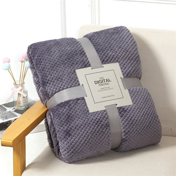 Waffle Textured Soft Throw Fleece Blankets