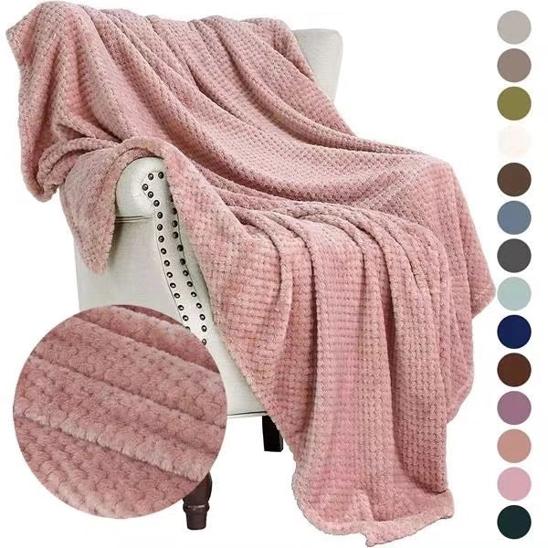 Waffle Textured Soft Throw Fleece Blankets